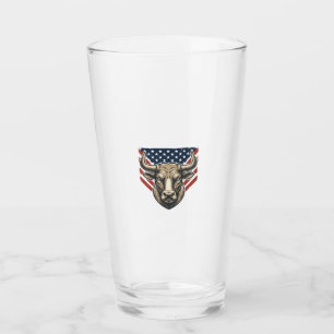 Patriotic Bull Head Vintage Engraving Vector Art_1 Glass