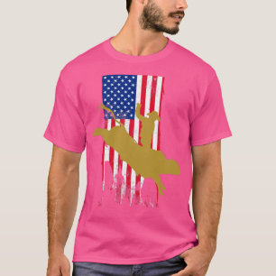 Patriotic Bull Rider Rodeo Cowboy with American Fl T-Shirt