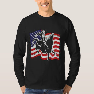 Patriotic Bull Rider Western Rodeo American Flag B T-Shirt