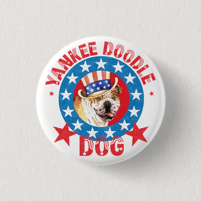 Patriotic Bulldog 3 Cm Round Badge (Front)
