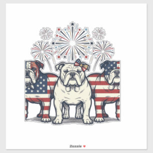 Patriotic Bulldog Fireworks Vintage Engraving Desi