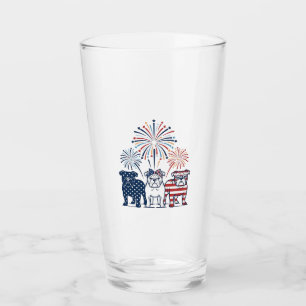 Patriotic Bulldog Fireworks Vintage Vector Design_ Glass
