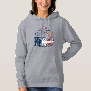 Patriotic Bulldog Fireworks Vintage Vector Design_ Hoodie