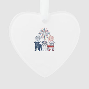 Patriotic Bulldog Fireworks Vintage Vector Design_ Ornament