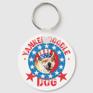 Patriotic Bulldog Key Ring