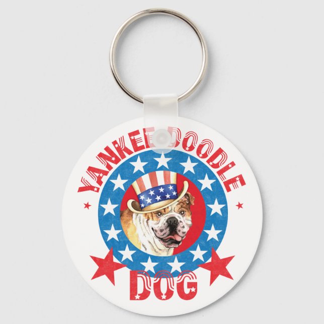 Patriotic Bulldog Key Ring (Front)