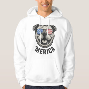 Patriotic Bulldog 'MERICA � USA Flag Sunglasses De Hoodie