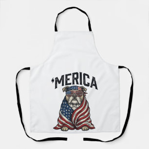 Patriotic Bulldog 'Merica Vintage Vector Shirt Des Apron