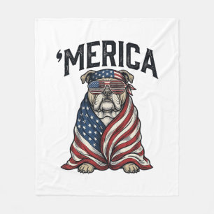 Patriotic Bulldog 'Merica Vintage Vector Shirt Des Fleece Blanket