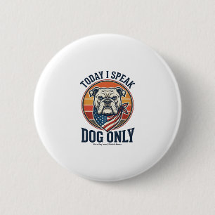 Patriotic Bulldog Shirt Vintage Engraving Dog Love 6 Cm Round Badge
