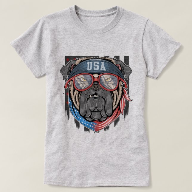 Patriotic Bulldog T-Shirt (Design Front)