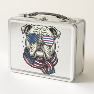 Patriotic Bulldog Vintage Engraving Shirt Design_1 Metal Lunch Box