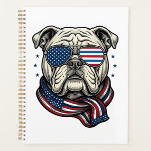 Patriotic Bulldog Vintage Engraving Shirt Design_1 Planner
