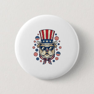 Patriotic Bulldog Vintage Engraving Shirt Design ( 6 Cm Round Badge