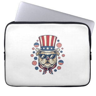 Patriotic Bulldog Vintage Engraving Shirt Design ( Laptop Sleeve