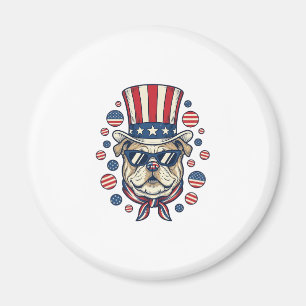 Patriotic Bulldog Vintage Engraving Shirt Design ( Magnet