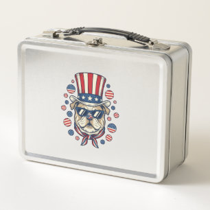Patriotic Bulldog Vintage Engraving Shirt Design ( Metal Lunch Box
