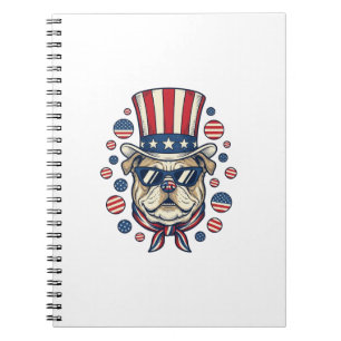 Patriotic Bulldog Vintage Engraving Shirt Design ( Notebook
