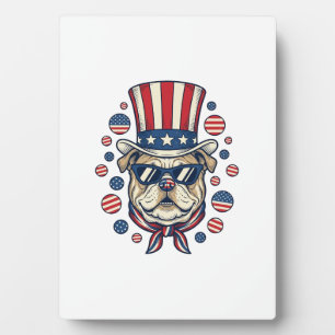 Patriotic Bulldog Vintage Engraving Shirt Design ( Plaque
