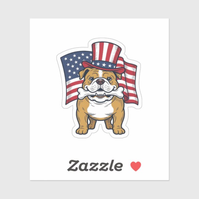 Patriotic Bulldog With Flag Vector Design_1 (Sheet)