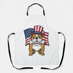 Patriotic Bulldog With Flag Vector Design_1 Apron