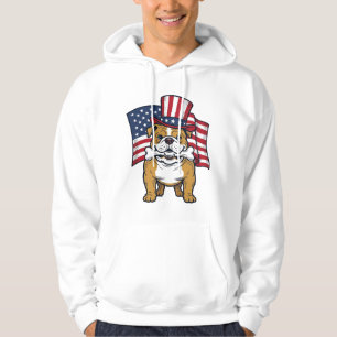 Patriotic Bulldog With Flag Vector Design_1 Hoodie