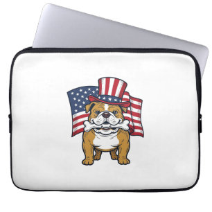 Patriotic Bulldog With Flag Vector Design_1 Laptop Sleeve