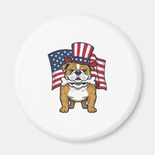 Patriotic Bulldog With Flag Vector Design_1 Magnet