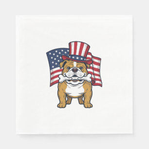 Patriotic Bulldog With Flag Vector Design_1 Napkin