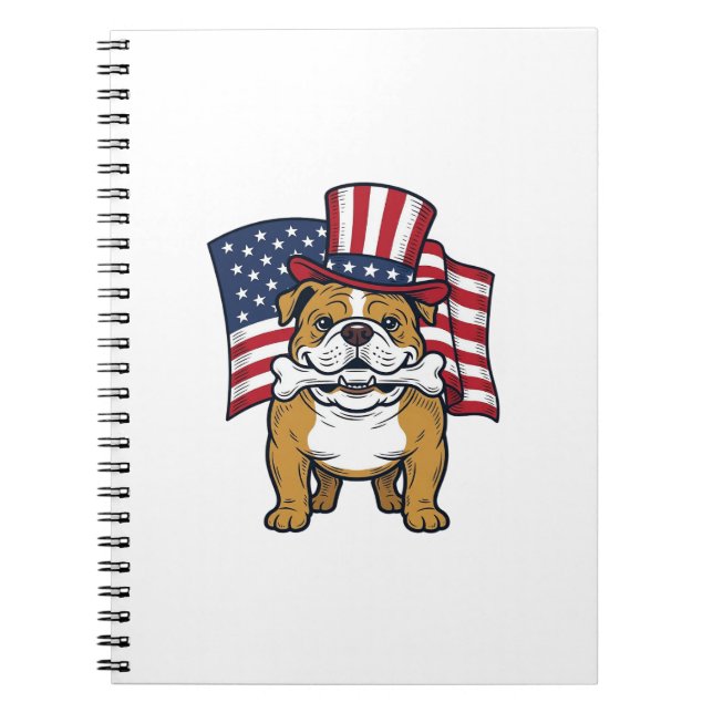 Patriotic Bulldog With Flag Vector Design_1 Notebook (Front)