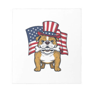 Patriotic Bulldog With Flag Vector Design_1 Notepad