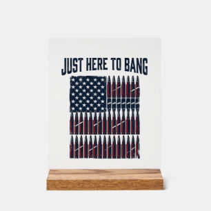 Patriotic Bullet Flag Funny Vintage Graphic T-Shir Acrylic Sign