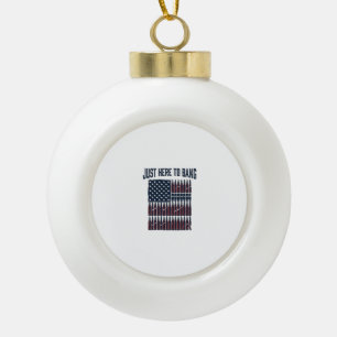 Patriotic Bullet Flag Funny Vintage Graphic T-Shir Ceramic Ball Christmas Ornament