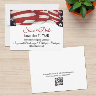 Patriotic Bunting Custom Photo Back Save The Date  Announcement