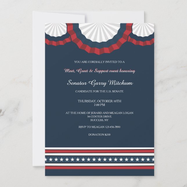 Patriotic Bunting Fundraising Invitation (Front)