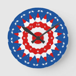 Patriotic Bunting Round Clock