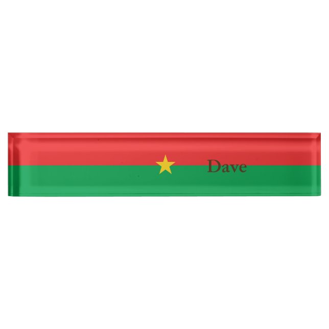 Patriotic Burkina Faso Flag Nameplate (Front)