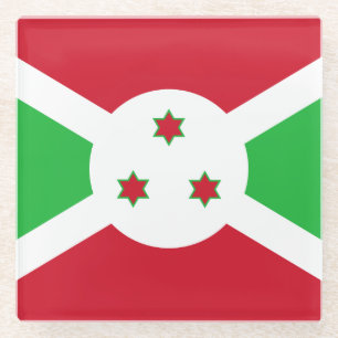 Patriotic Burundi Flag Glass Coaster