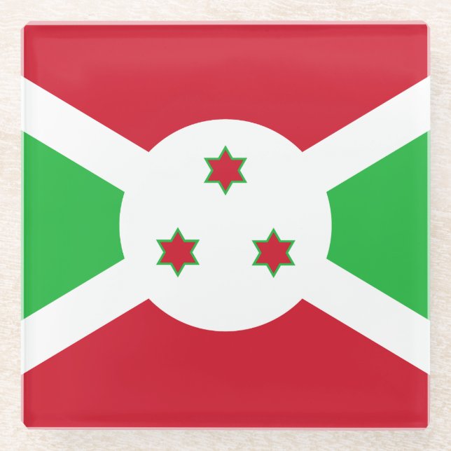 Patriotic Burundi Flag Glass Coaster (Front)