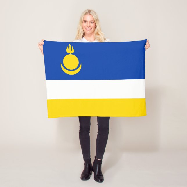 Patriotic Buryatia Flag Fleece Blanket (In Situ)