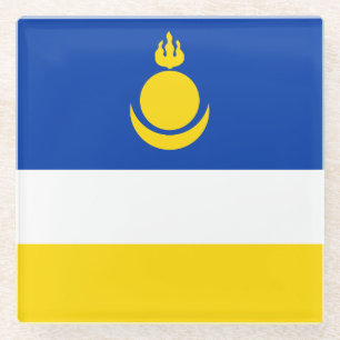 Patriotic Buryatia Flag Glass Coaster