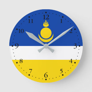Patriotic Buryatia Flag Round Clock