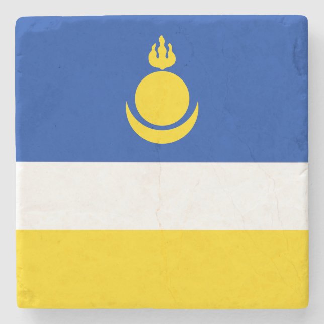 Patriotic Buryatia Flag Stone Coaster (Front)