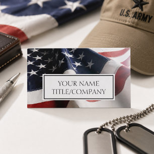 Patriotic Business American Flag Company Name Card