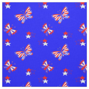 Patriotic Butterflies and Stars Fabric