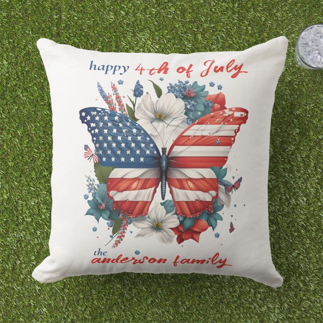 Patriotic Butterfly 4th of July American Flag Cushion (Creator Uploaded)