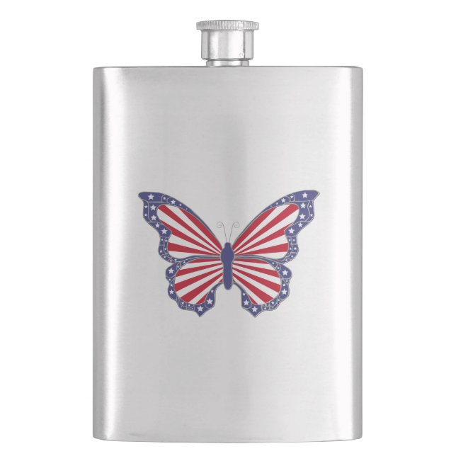 Patriotic Butterfly Flask (Front)