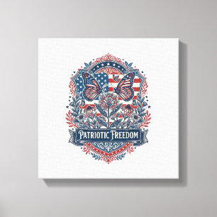 Patriotic Butterfly Garden Vector Graphic Tee_1 Canvas Print