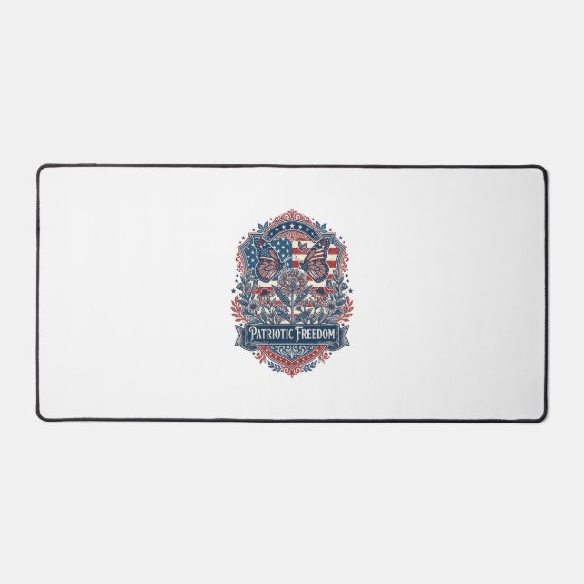 Patriotic Butterfly Garden Vector Graphic Tee_1 Desk Mat (Front)