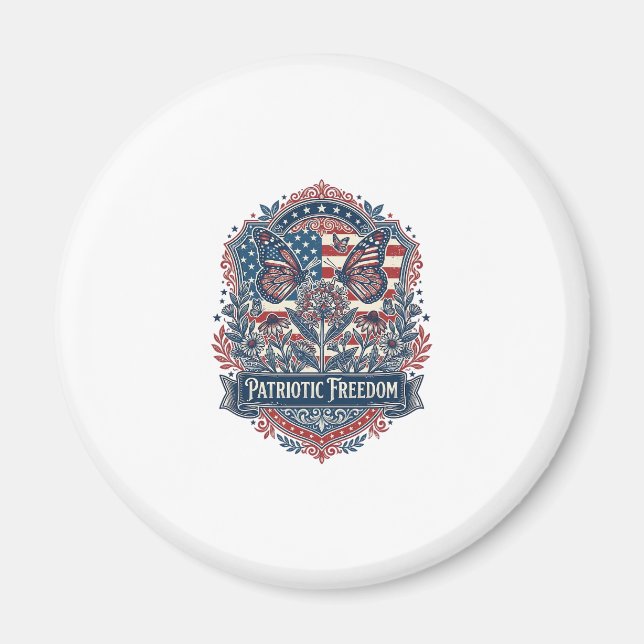 Patriotic Butterfly Garden Vector Graphic Tee_1 Magnet (Front)